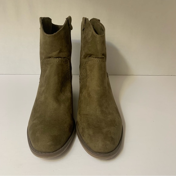 Merona Western Ankle High Wood Stacked Western Cowgirl Heeled Booties Size 7.5 - Picture 3 of 10